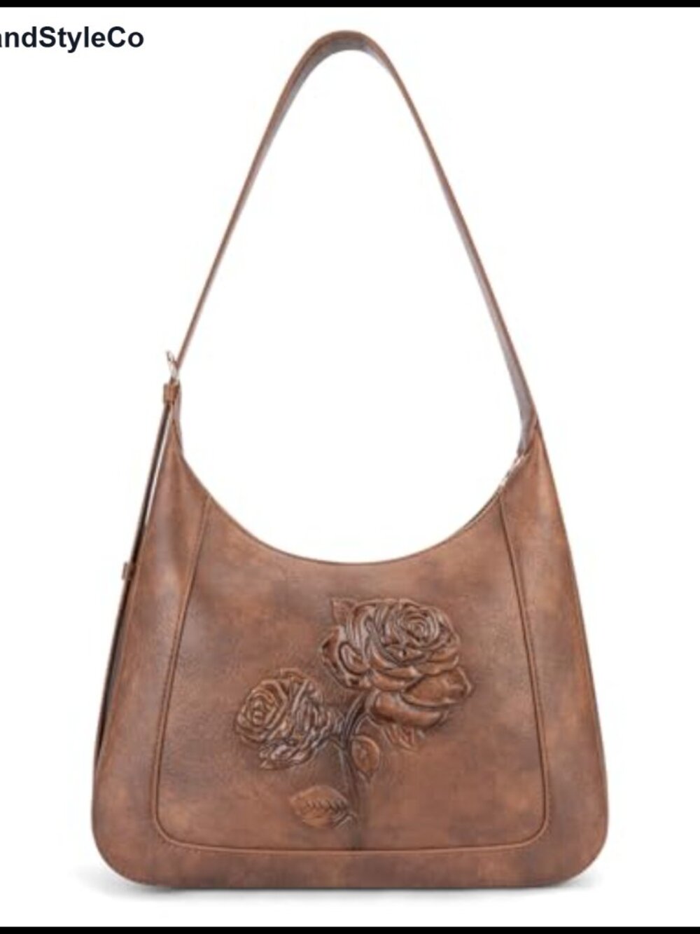 Small Embossed Vegan Leather Hobo Shoulder Bag Adjustable Strap